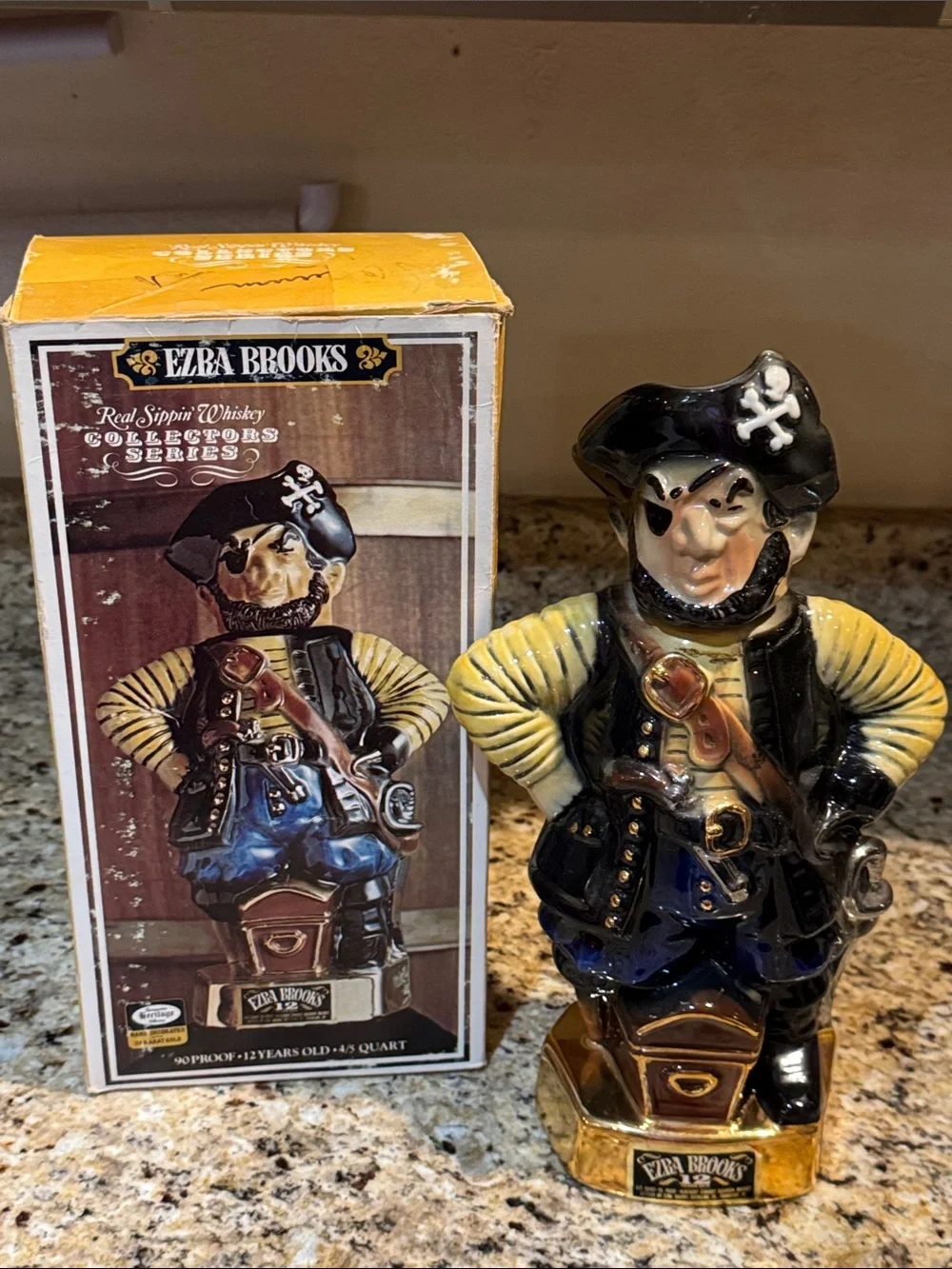 Excellent Condition Ezra Brooks Pirate Figurine Decanter Box Included